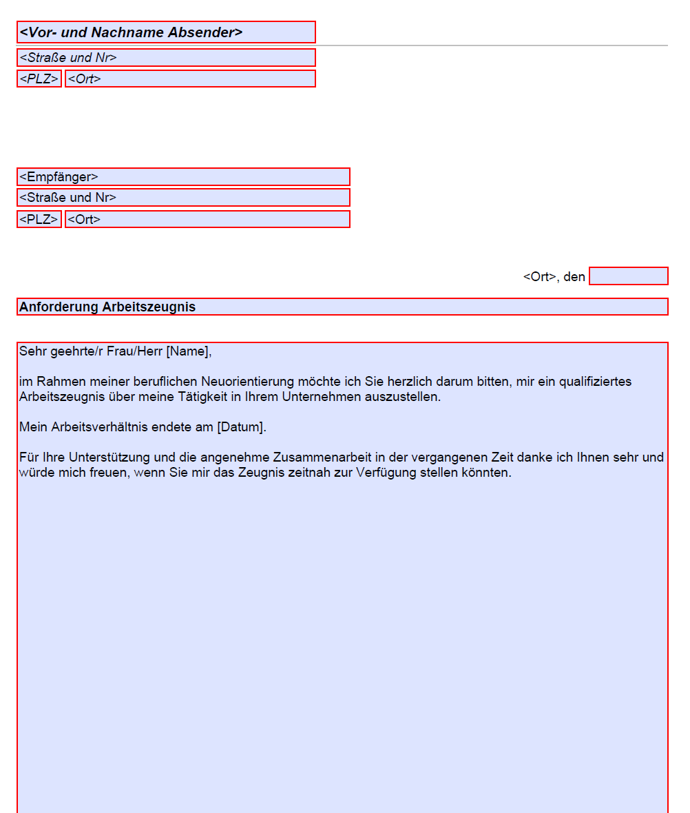 Anforderung Arbeitszeugnis