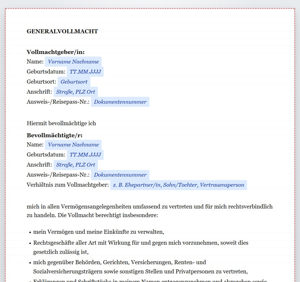 Generalvollmacht