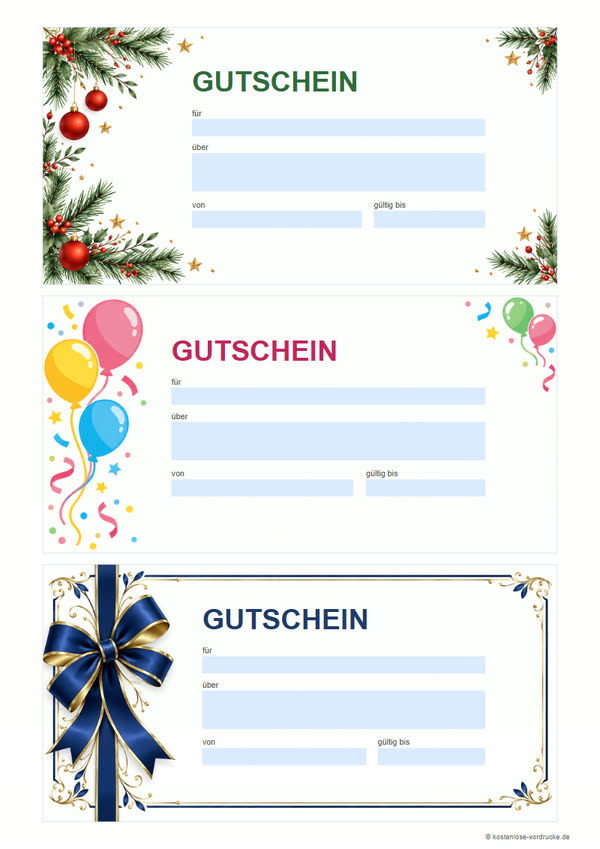 Gutschein-Vorlage zum Ausdrucken – Vorschau des PDF-Vordrucks