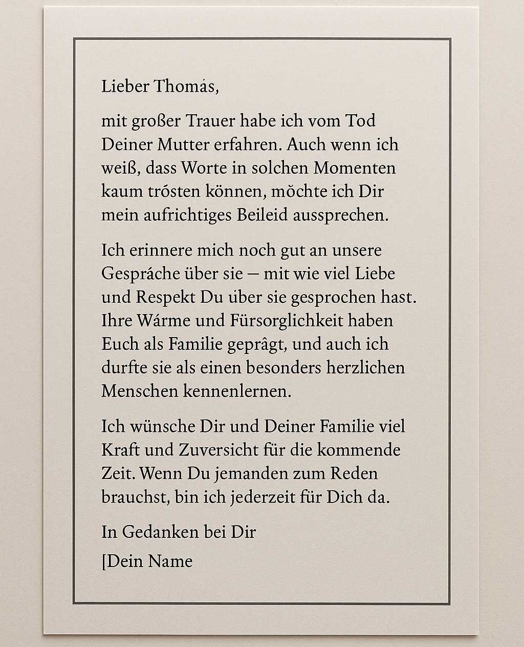 Kondolenzschreiben Muster