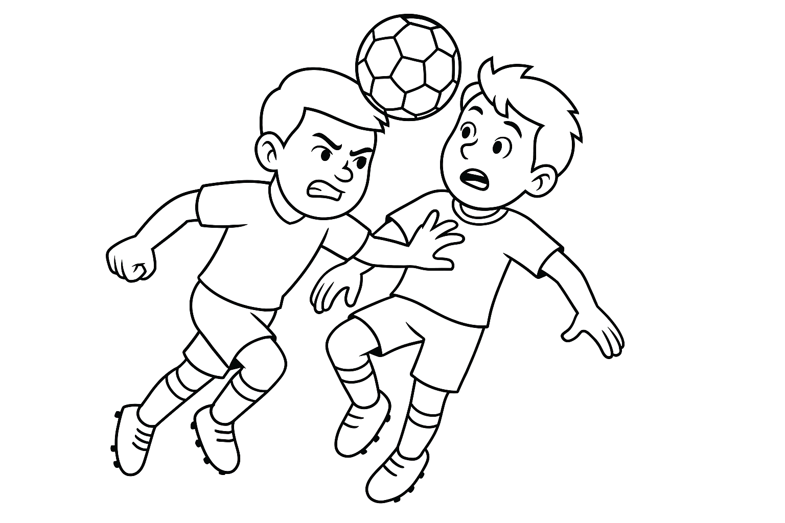 Fussball Ausmalbild Zweikampf Kopfball