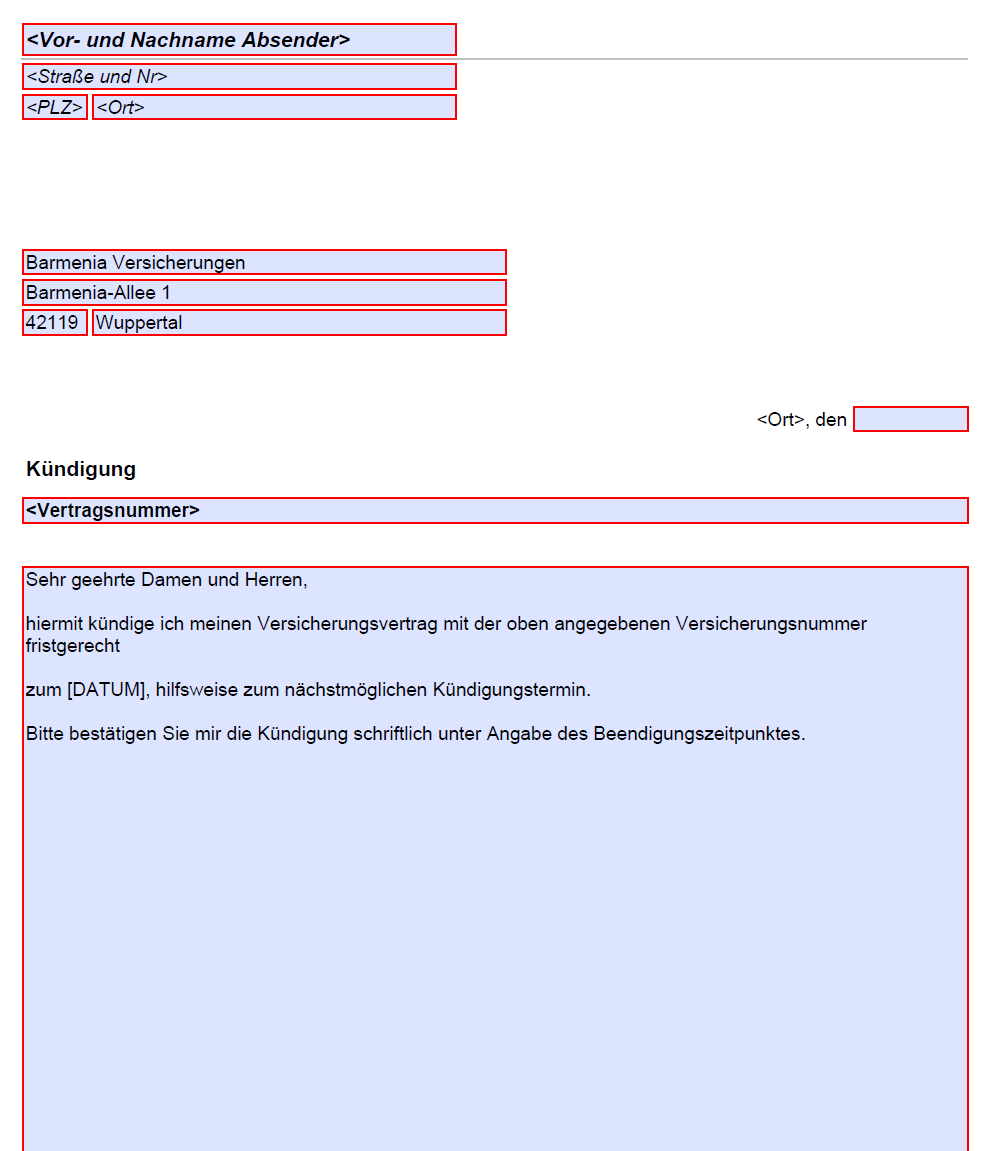 Kündigung Barmenia