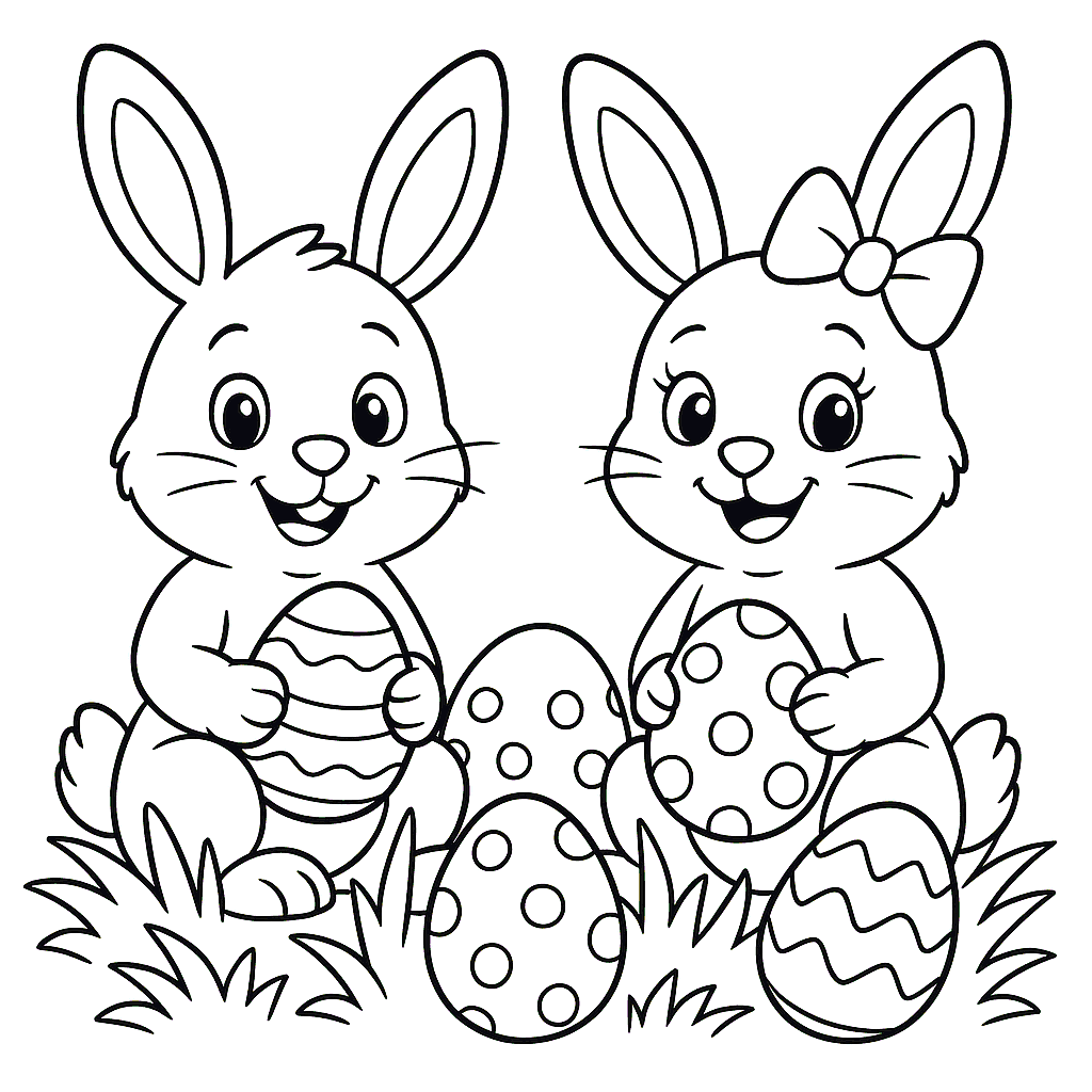 Osterhasen-Kinder zum Ausmalen