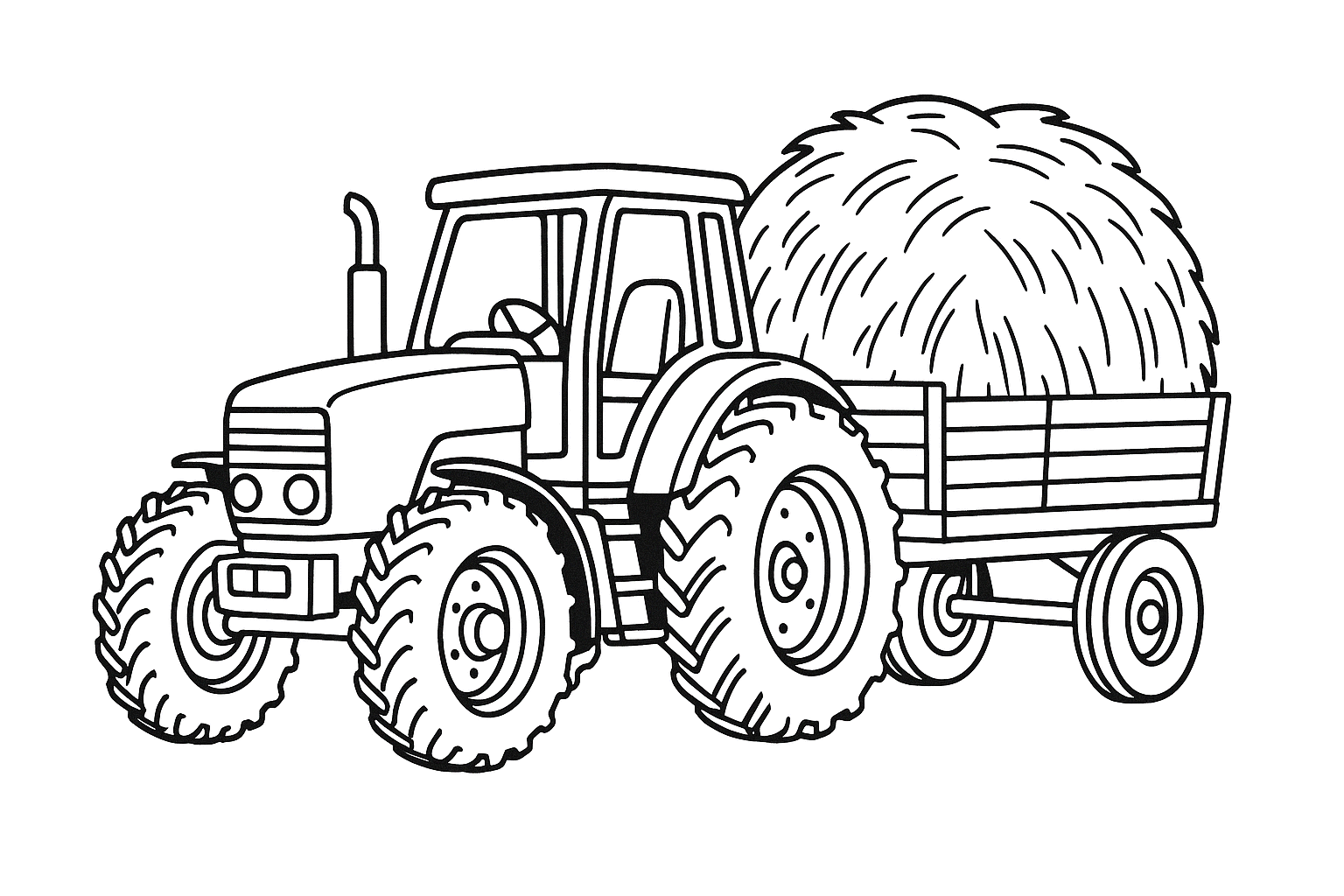 Traktor mit Anhänger zum Ausmalen