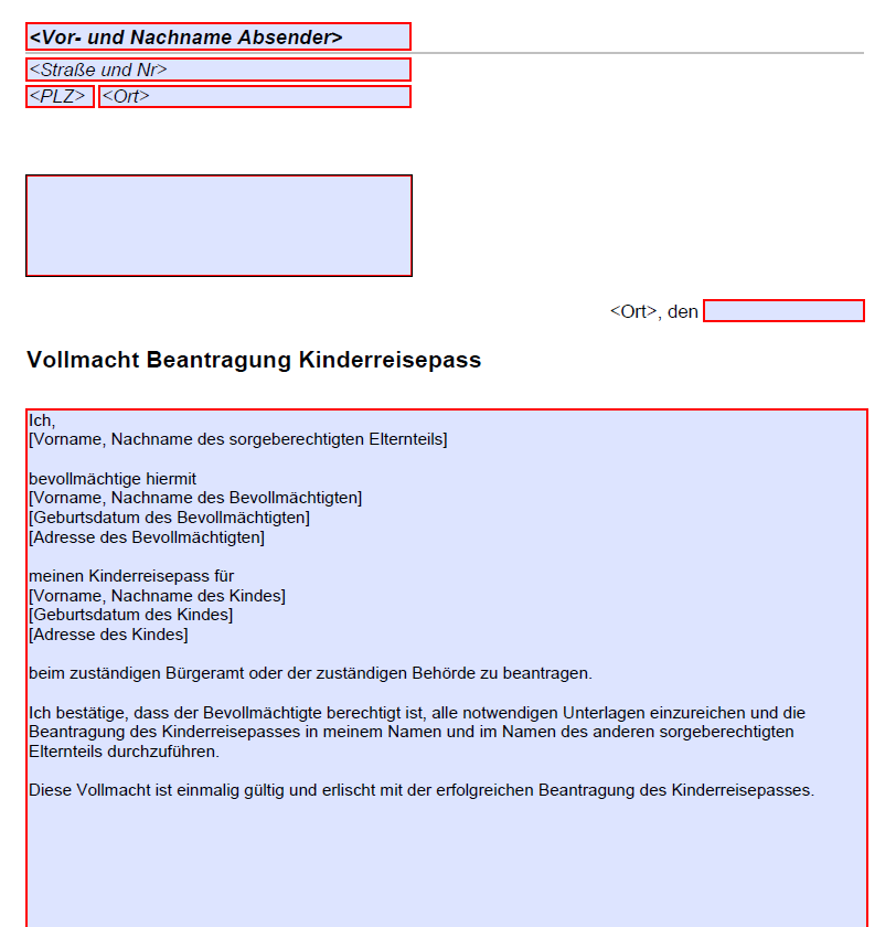 Vollmacht Bewohnerparkausweis - Muster Vorlage - WORD PDF